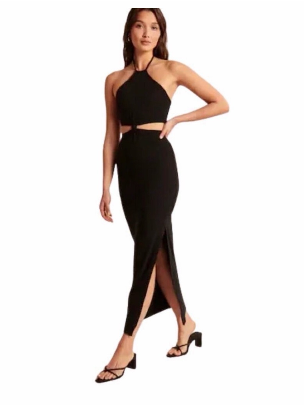 Abercrombie & Fitch Knotted Halter Cutout Maxi Dress- XS